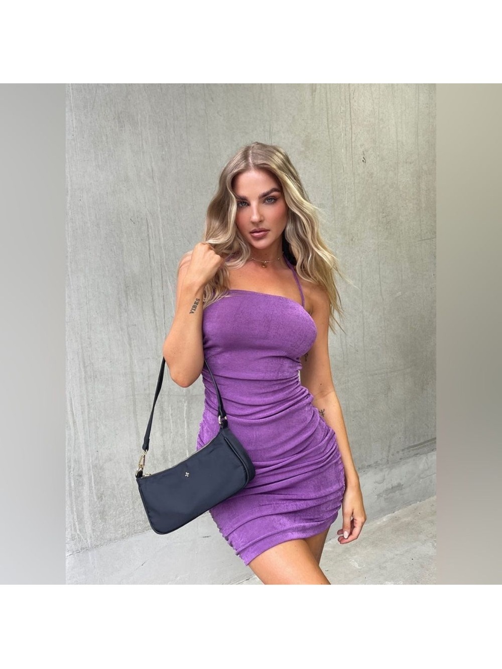 Princess Polly Purple Ruched Halter Dress
